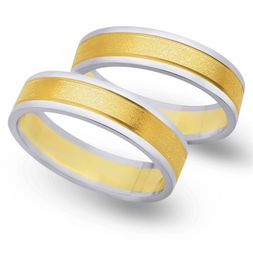 Obrączki ślubne z żółtego i białego złota 5mm - O2K/095