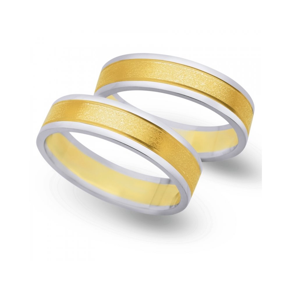 Obrączki ślubne z żółtego i białego złota 5mm - O2K/095
