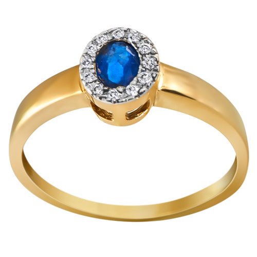 Pierścionek zaręczynowy z szafirem i  brylantami  0,06ct  - PK/027