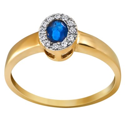 Pierścionek zaręczynowy z szafirem i  brylantami  0,06ct  - PK/027