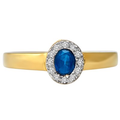 Pierścionek zaręczynowy z szafirem i  brylantami  0,06ct  - PK/027