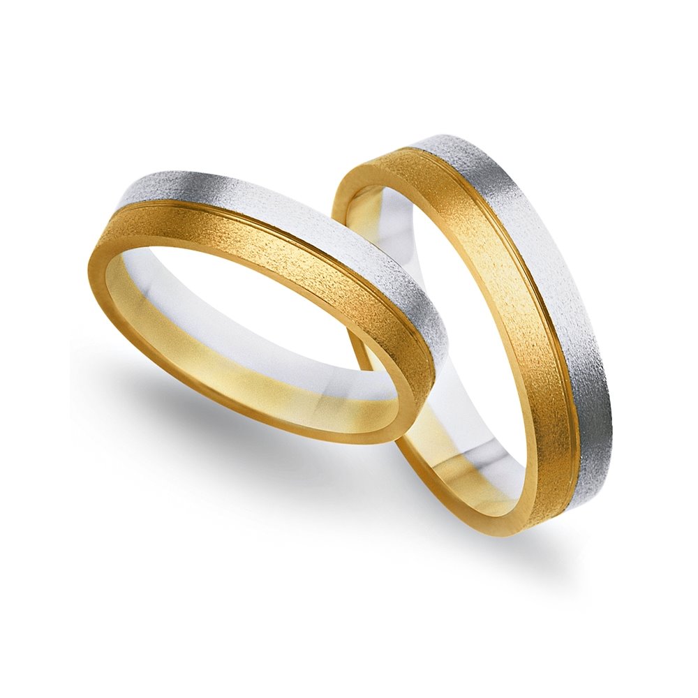 Obrączki ślubne z żółtego i białego złota 4mm - O2K/098