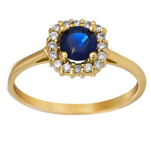 Pierścionek zaręczynowy z szafirem i brylantami 0,16ct - PK/029c