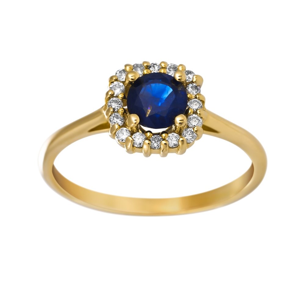 Pierścionek zaręczynowy z szafirem i brylantami 0,16ct - PK/029c