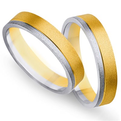 Obrączki ślubne z żółtego i białego złota 5mm - O2K/099