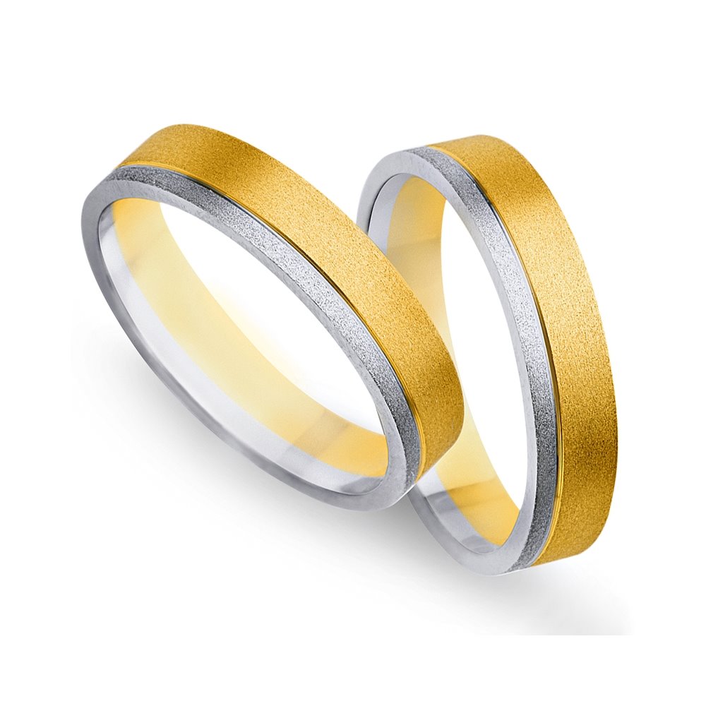 Obrączki ślubne z żółtego i białego złota 5mm - O2K/099