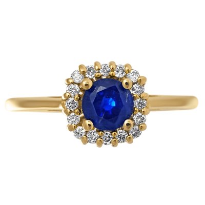 Pierścionek zaręczynowy z szafirem i brylantami 0,16ct - PK/029c