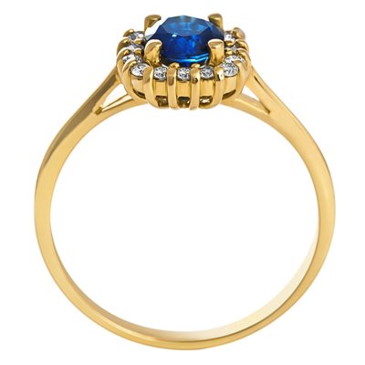 Pierścionek zaręczynowy z szafirem i brylantami 0,16ct - PK/029c