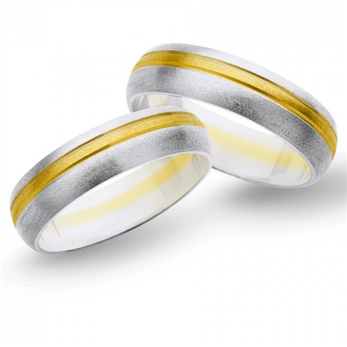 Obrączki ślubne z żółtego i białego złota 5mm - O2K/100