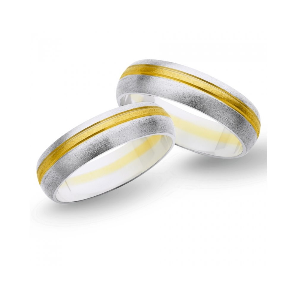 Obrączki ślubne z żółtego i białego złota 5mm - O2K/100