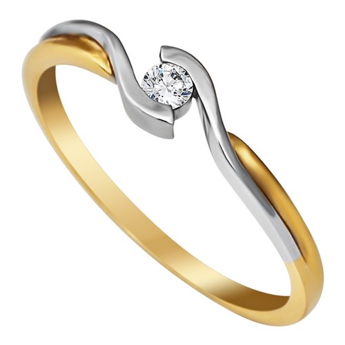 Pierścionek zaręczynowy z żółtego złota z brylantami 0,06ct - PB/046