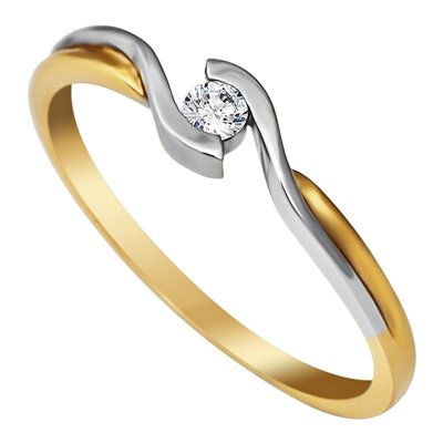 Pierścionek zaręczynowy z żółtego złota z brylantami 0,06ct - PB/046