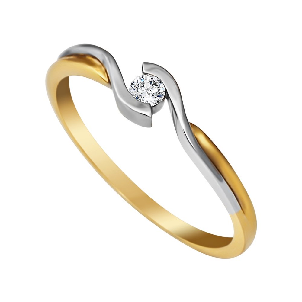 Pierścionek zaręczynowy z żółtego złota z brylantami 0,06ct - PB/046