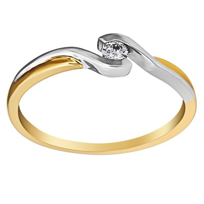 Pierścionek zaręczynowy z żółtego złota z brylantami 0,06ct - PB/046