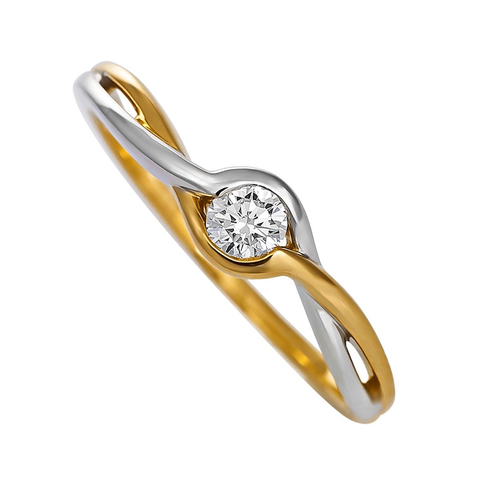 Pierścionek zaręczynowy z żółtego złota z brylantami 0,20ct - PB/047