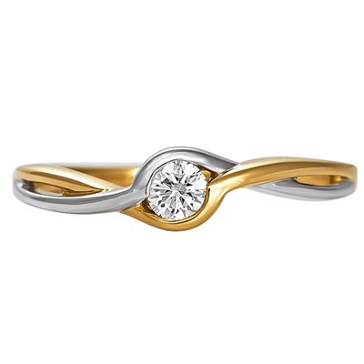 Pierścionek zaręczynowy z żółtego złota z brylantami 0,20ct - PB/047