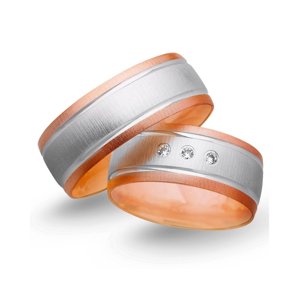 Obrączki ślubne z biało - czerwonego złota 8mm - O2K/104