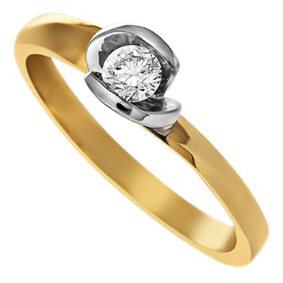 Pierścionek zaręczynowy z żółtego złota z brylantami 0,20ct - PB/054b