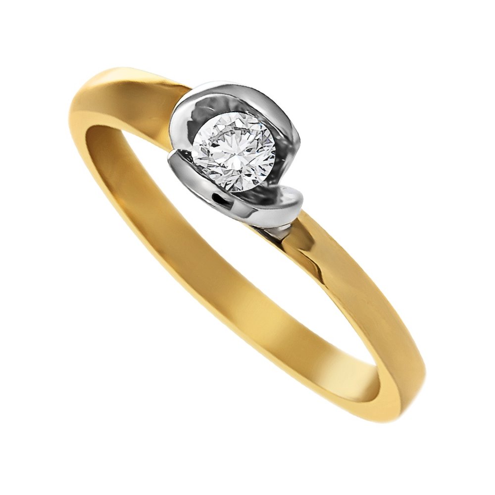 Pierścionek zaręczynowy z żółtego złota z brylantami 0,20ct - PB/054b