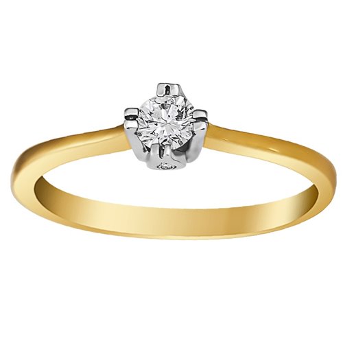 Pierścionek zaręczynowy z żółtego złota z brylantami 0,13ct - PB/055