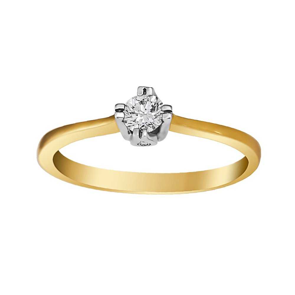 Pierścionek zaręczynowy z żółtego złota z brylantami 0,13ct - PB/055