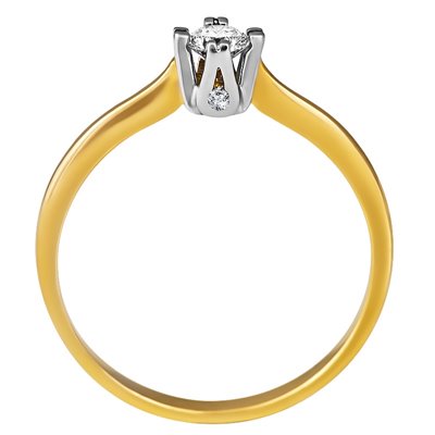 Pierścionek zaręczynowy z żółtego złota z brylantami 0,13ct - PB/055