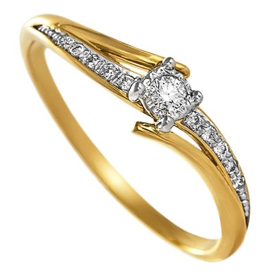 Pierścionek zaręczynowy z żółtego złota z brylantami 0,10ct - PB/056