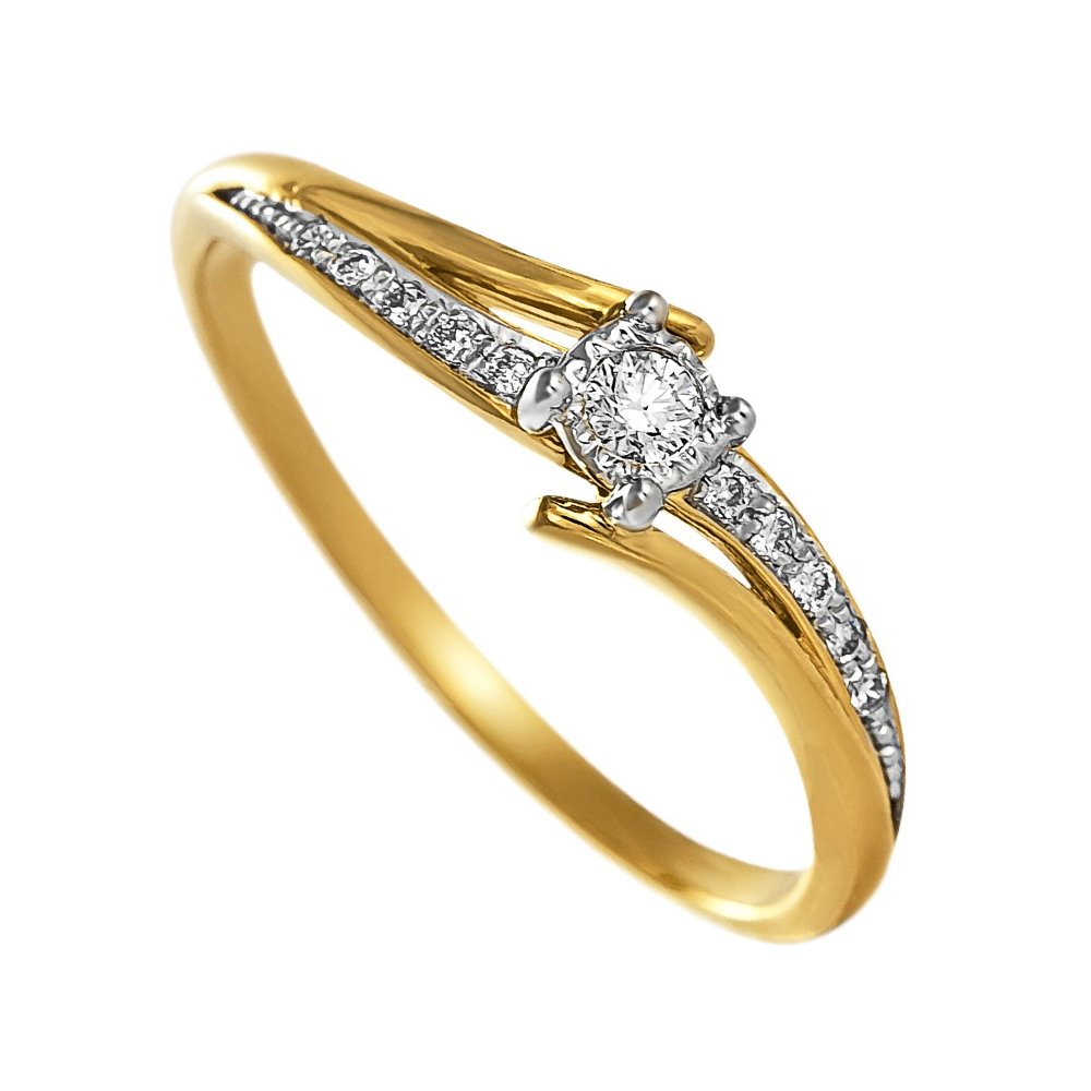 Pierścionek zaręczynowy z żółtego złota z brylantami 0,10ct - PB/056