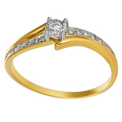 Pierścionek zaręczynowy z żółtego złota z brylantami 0,10ct - PB/056