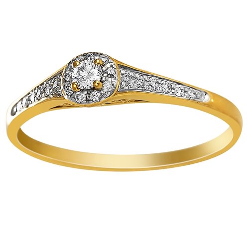 Pierścionek zaręczynowy z żółtego złota z brylantami 0,16ct - PB/057