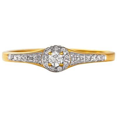 Pierścionek zaręczynowy z żółtego złota z brylantami 0,16ct - PB/057