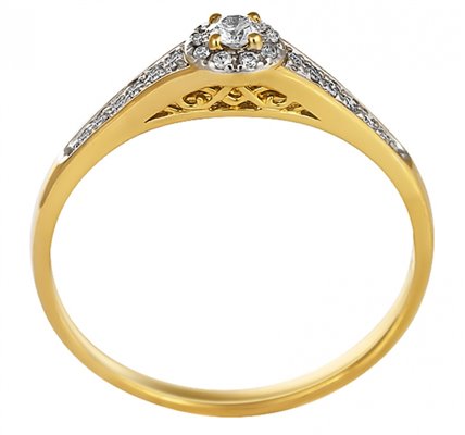 Pierścionek zaręczynowy z żółtego złota z brylantami 0,16ct - PB/057