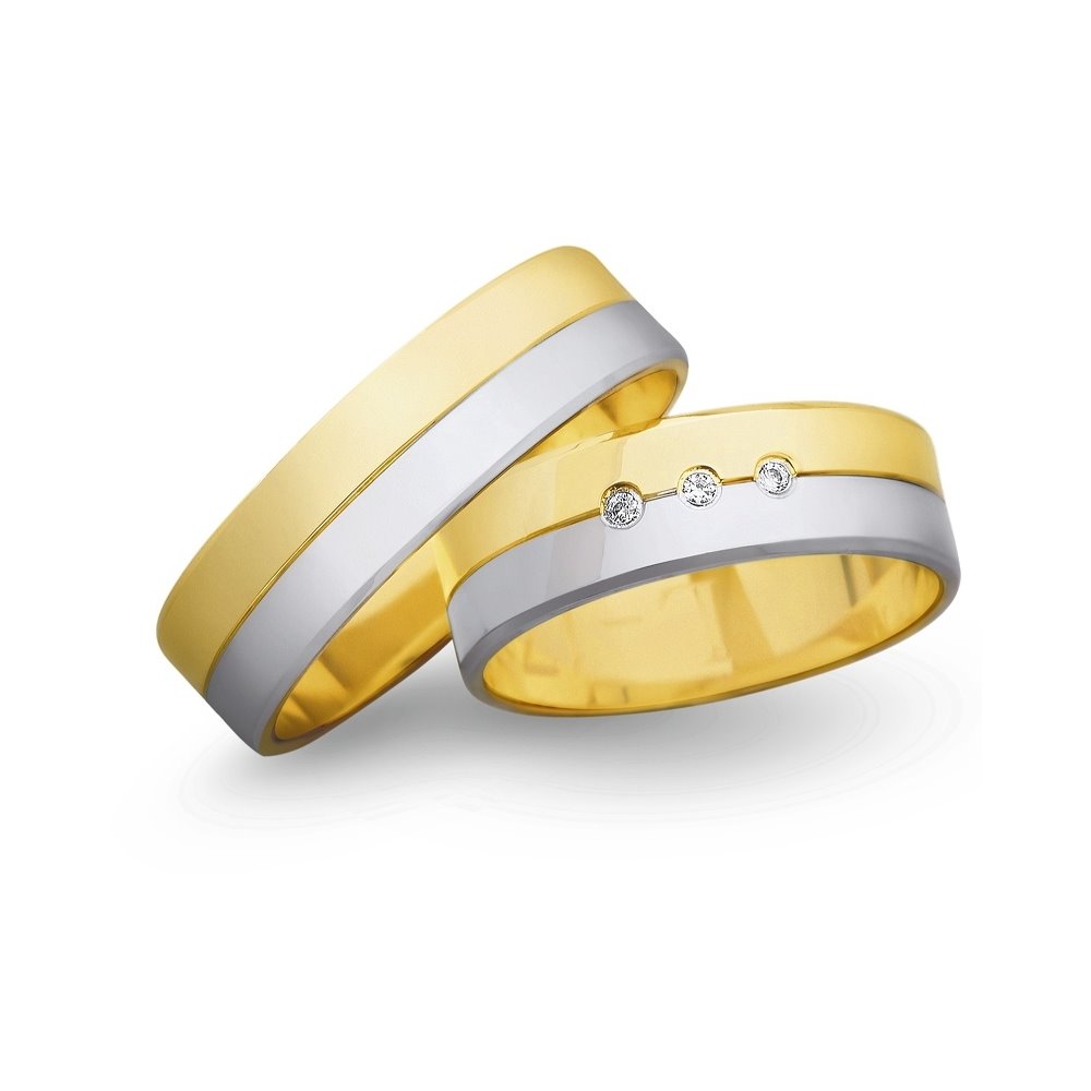 Obrączki ślubne z żółtego i białego złota 6mm - O2K/106