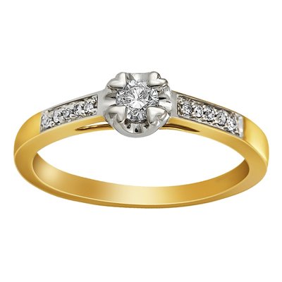 Pierścionek zaręczynowy z żółtego złota z brylantami 0,15ct - PB/058b