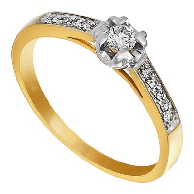 Pierścionek zaręczynowy z żółtego złota z brylantami 0,15ct - PB/058b