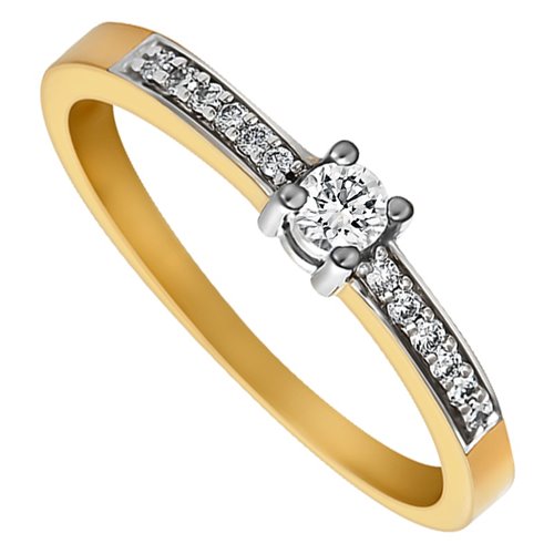 Pierścionek zaręczynowy z żółtego złota z brylantami 0,16ct - PB/059b