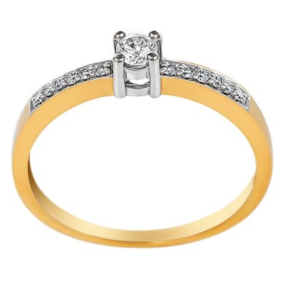 Pierścionek zaręczynowy z żółtego złota z brylantami 0,16ct - PB/059b