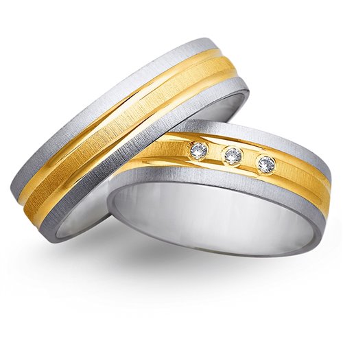 Obrączki ślubne z żółtego i białego złota 6mm - O2K/107