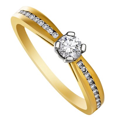Pierścionek zaręczynowy z żółtego złota z brylantami 0,35ct - PB/060