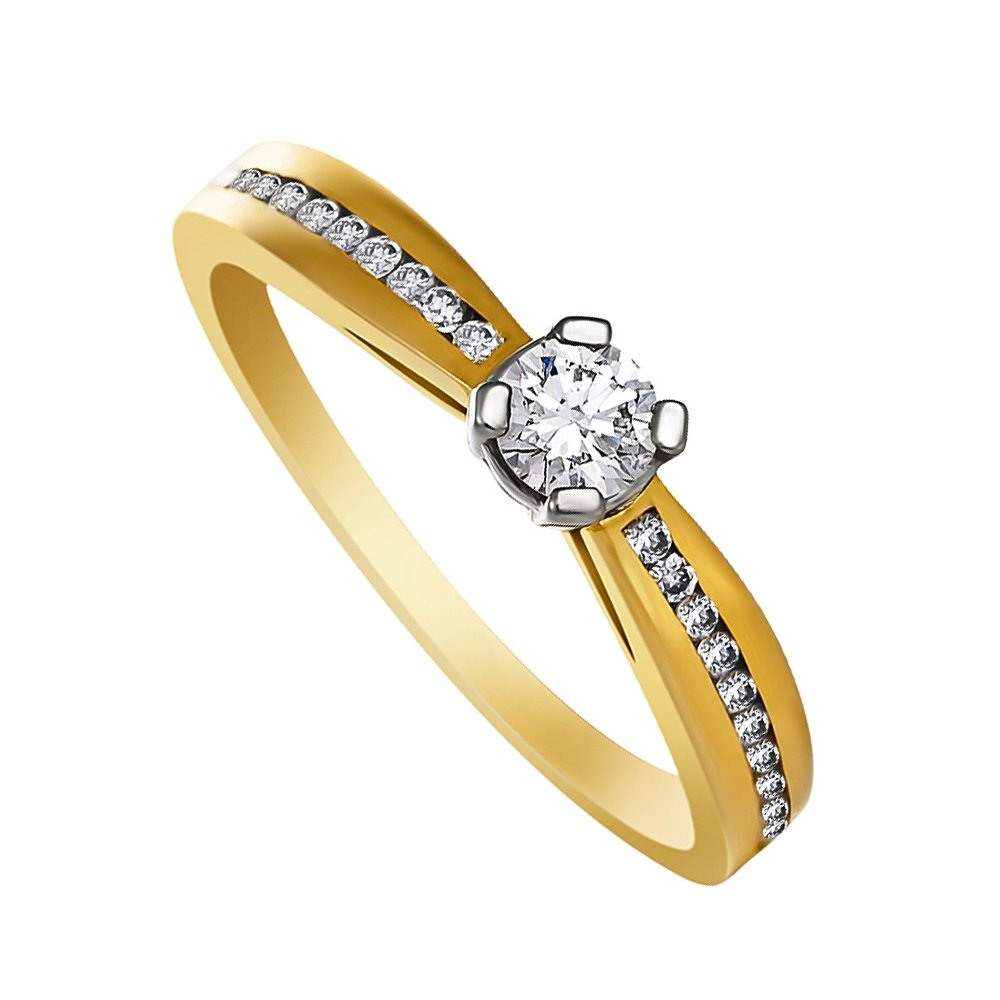 Pierścionek zaręczynowy z żółtego złota z brylantami 0,35ct - PB/060