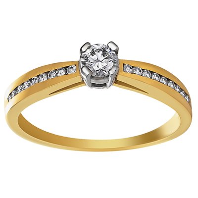 Pierścionek zaręczynowy z żółtego złota z brylantami 0,35ct - PB/060