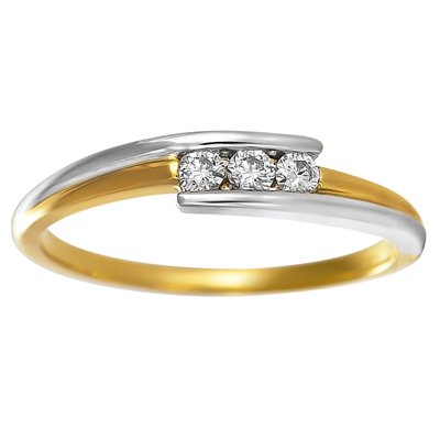 Pierścionek zaręczynowy z żółtego złota z brylantami 0,10ct - PB/062