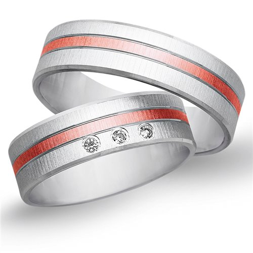 Obrączki ślubne z biało - czerwonego złota 6mm - O2K/108