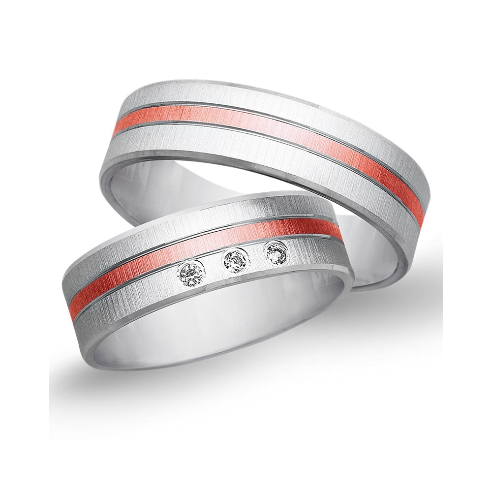 Obrączki ślubne z biało - czerwonego złota 6mm - O2K/108