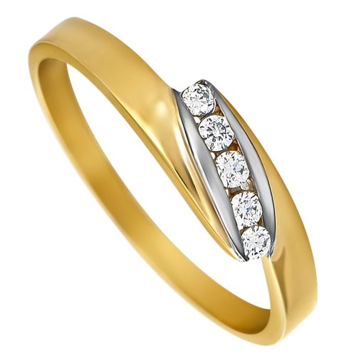 Pierścionek zaręczynowy z żółtego złota z brylantami 0,10ct - PB/063