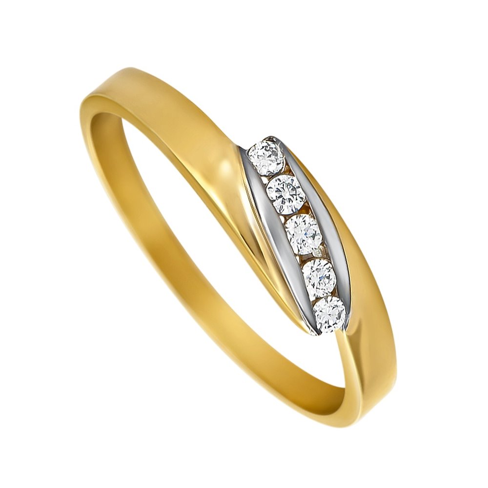 Pierścionek zaręczynowy z żółtego złota z brylantami 0,10ct - PB/063