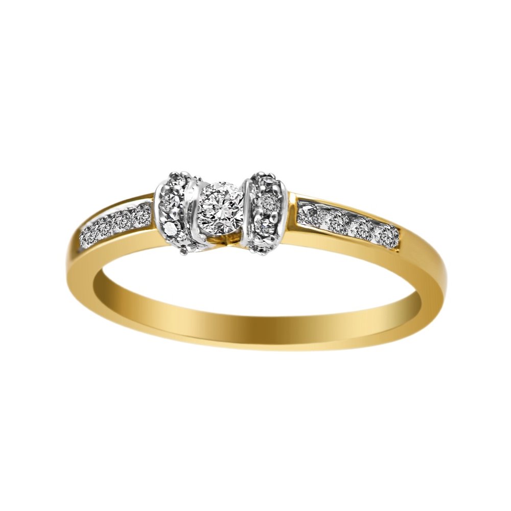 Pierścionek zaręczynowy z żółtego złota z brylantami 0,23ct - PB/067