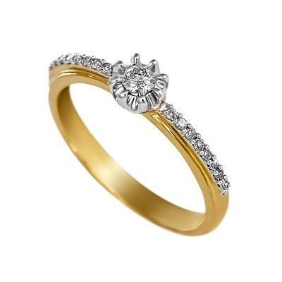 Pierścionek zaręczynowy z żółtego złota z brylantami 0,16ct - PB/069