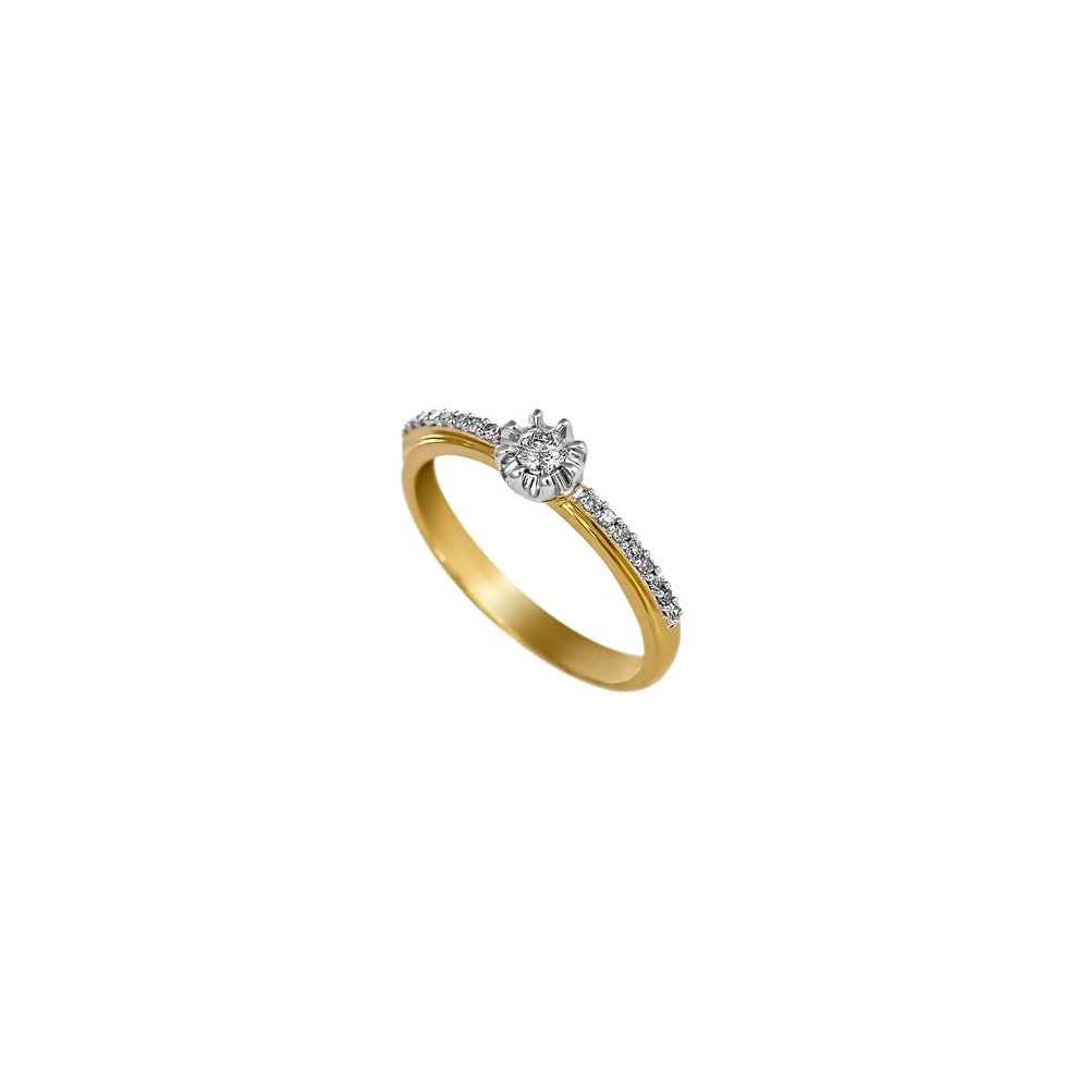 Pierścionek zaręczynowy z żółtego złota z brylantami 0,16ct - PB/069