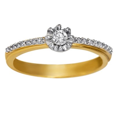 Pierścionek zaręczynowy z żółtego złota z brylantami 0,16ct - PB/069